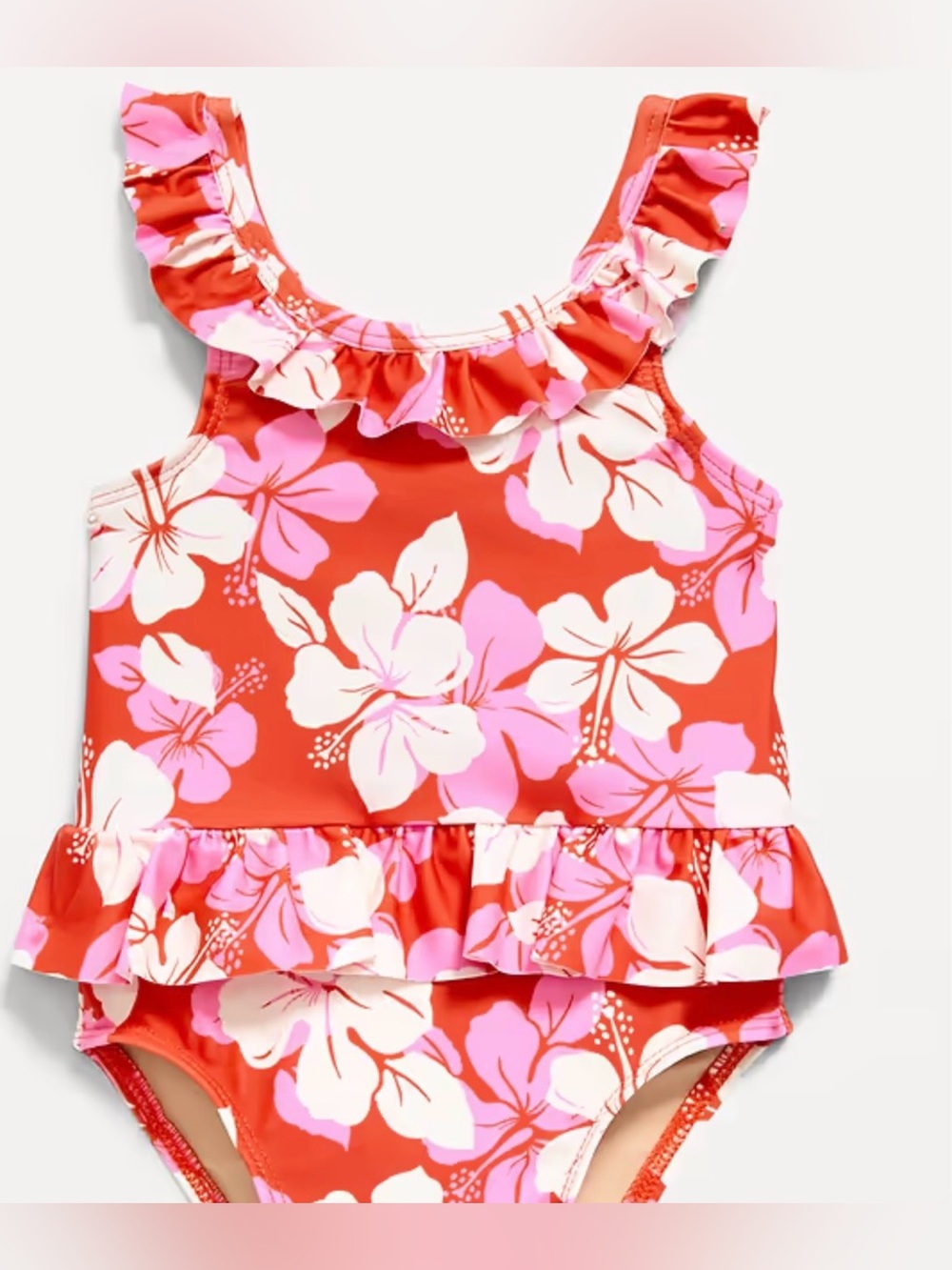 OLD NAVY Printed Ruffle-Trim One-Piece Swimsuit for Baby, Sz 3-6 months NWT